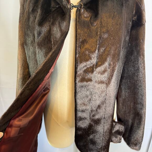 Morton’s Washington D.C. Vintage 1950s Brown Mink Fur Swing Cape Jacket M - Picture 5 of 9